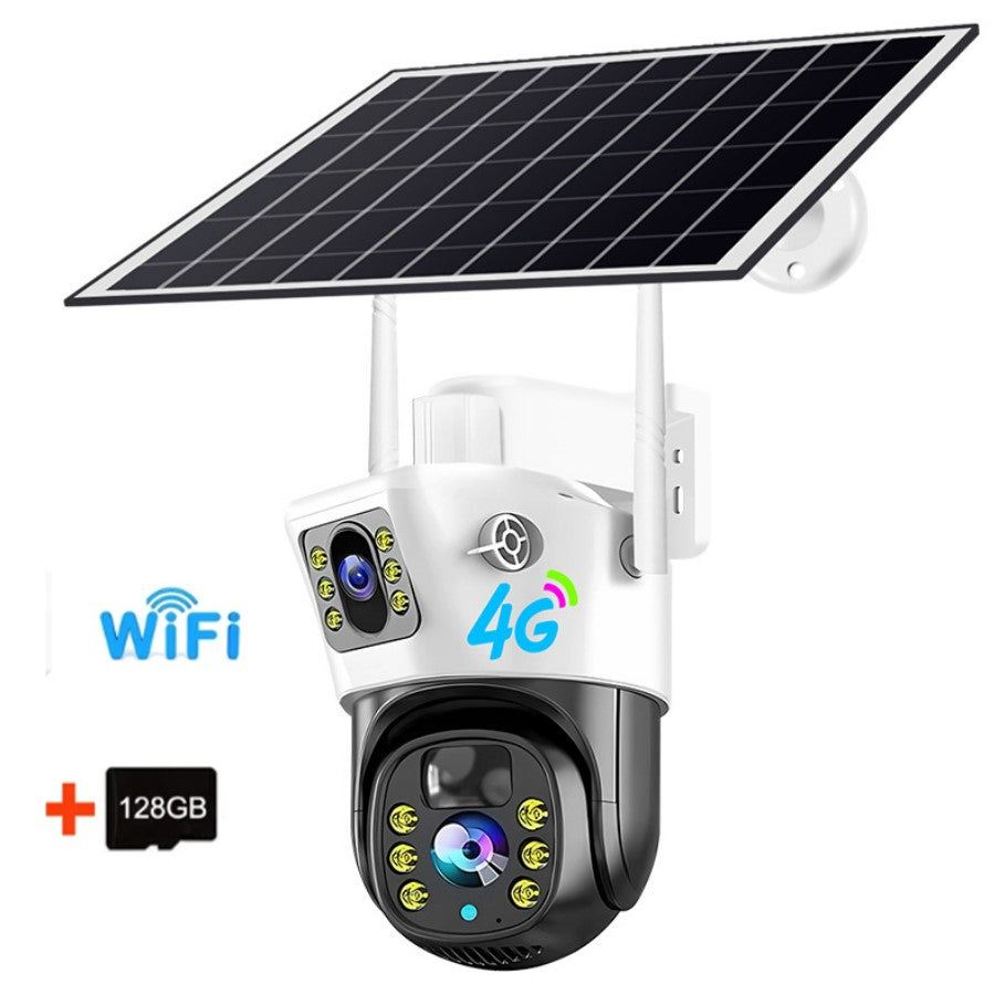 V380PRO Solar Camera 4MP Dual Lens Home Security Camera With Solar Panel - WIFI  + 128GB Card_0