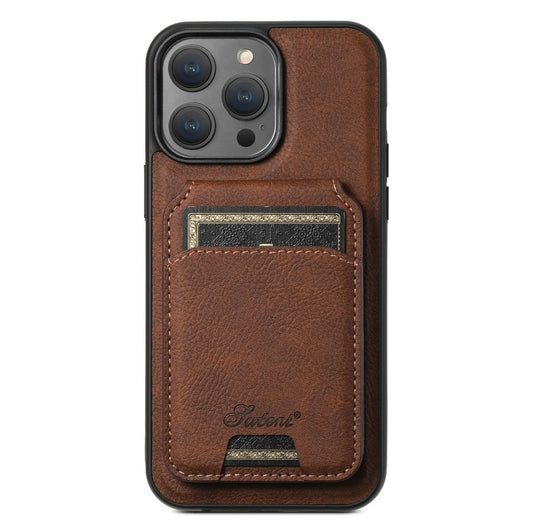 iPhone case Anti drop 2-in-1 card insertion case protective cover - Brown_0